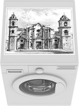 Wasmachine beschermer mat - Een zwart-wit illustratie van Habana Vieja - Breedte 55 cm x hoogte 45 cm
