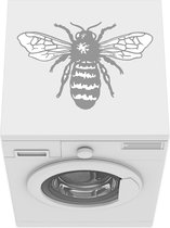 Wasmachine beschermer mat - Illustratie van een bij - zwart wit - Breedte 60 cm x hoogte 60 cm