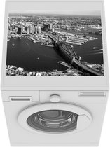 Wasmachine beschermer mat - Luchtfoto van Sydney en de Sydney Harbour Bridge in Australië - zwart wit - Breedte 55 cm x hoogte 45 cm