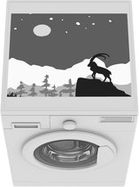 Wasmachine beschermer - Wasmachine mat - Illustratie - Geit - Zwart - Wit - 55x45 cm - Droger beschermer