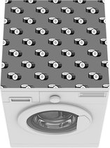 Wasmachine beschermer mat - Sushi illustratie op effen achtergrond - zwart wit - Breedte 60 cm x hoogte 60 cm