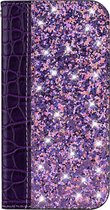 Samsung Galaxy A20e Hoesje - Mobigear - Crocodile Glitter Serie - Kunstlederen Bookcase - Paars - Hoesje Geschikt Voor Samsung Galaxy A20e