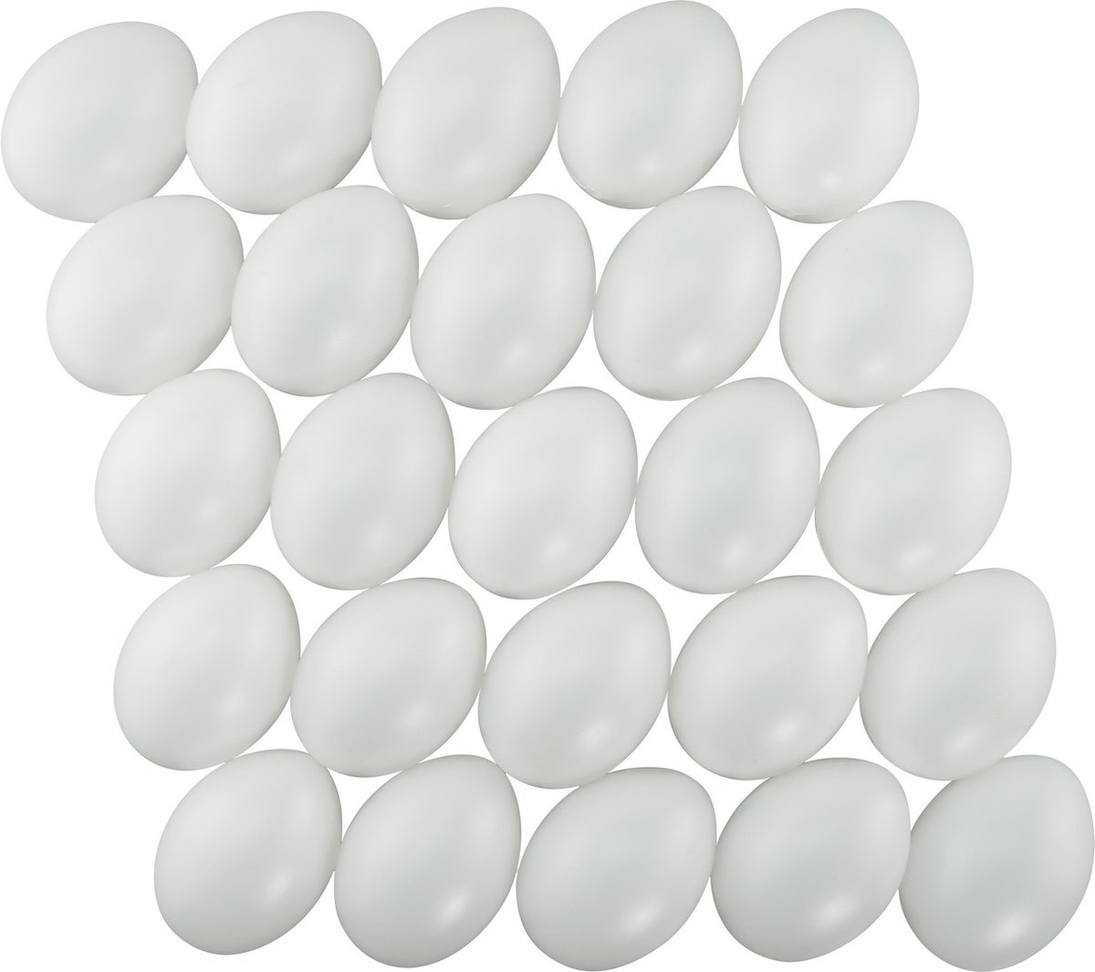 25x stuks witte hobby knutselen eieren van plastic 6 cm - Pasen decoraties - Zelf decoreren - Merkloos