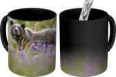 Magische Mok - Foto op Warmte Mok - Bloemen - Beer - Paars - 350 ML - Uitdeelcadeautjes