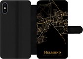 Bookcase Geschikt voor iPhone X telefoonhoesje - Helmond - Kaart - Black and gold - Met vakjes - Wallet case met magneetsluiting
