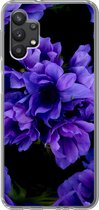 Geschikt voor Samsung Galaxy A32 5G hoesje - Patroon - Bloemen - Paars - Siliconen Telefoonhoesje