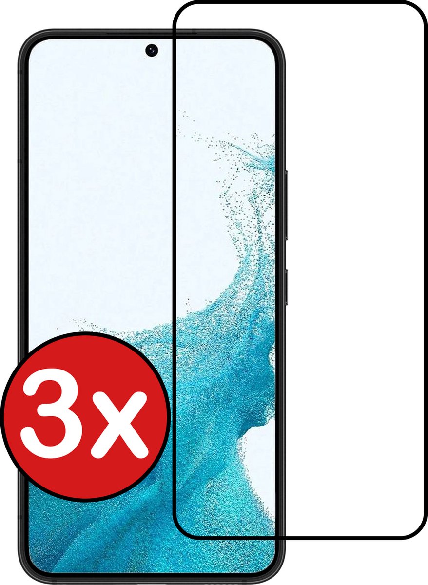 Screenprotector - 3 Stuks - Geschikt voor Samsung Galaxy S22 - Full Cover - Beschermglas - Gehard Glas - Tempered Glass - Screen Protector