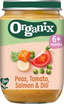 6x Organix Biologische Erwtjes, Tomaat & Zalm 6+ mnd 190 gr