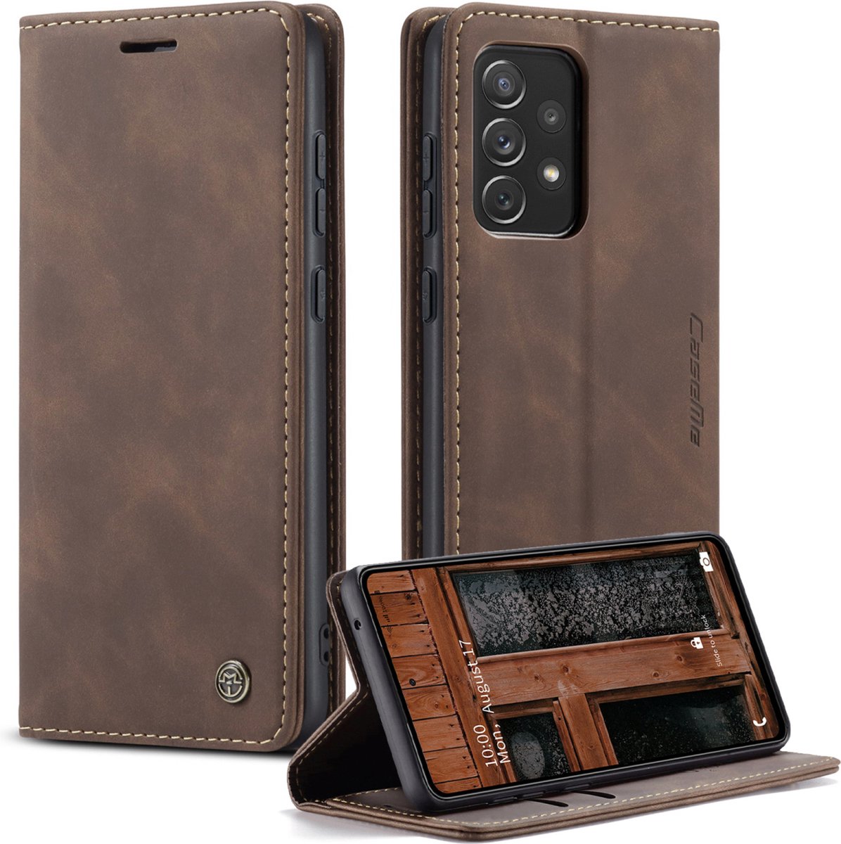 Hoesje Geschikt voor Samsung Galaxy A73 - Wallet Case - Coffee - Caseme