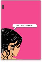 Siliconen Hoes Lenovo Tab 10 | Tab 2 A10-30 Cover Woman Don't Touch My Phone met doorzichte zijkanten