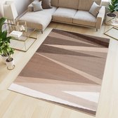 Tapiso Scarlet Deluxe Vloerkleed Beige Lijnen Woonkamer Tapijt Maat- 120x170