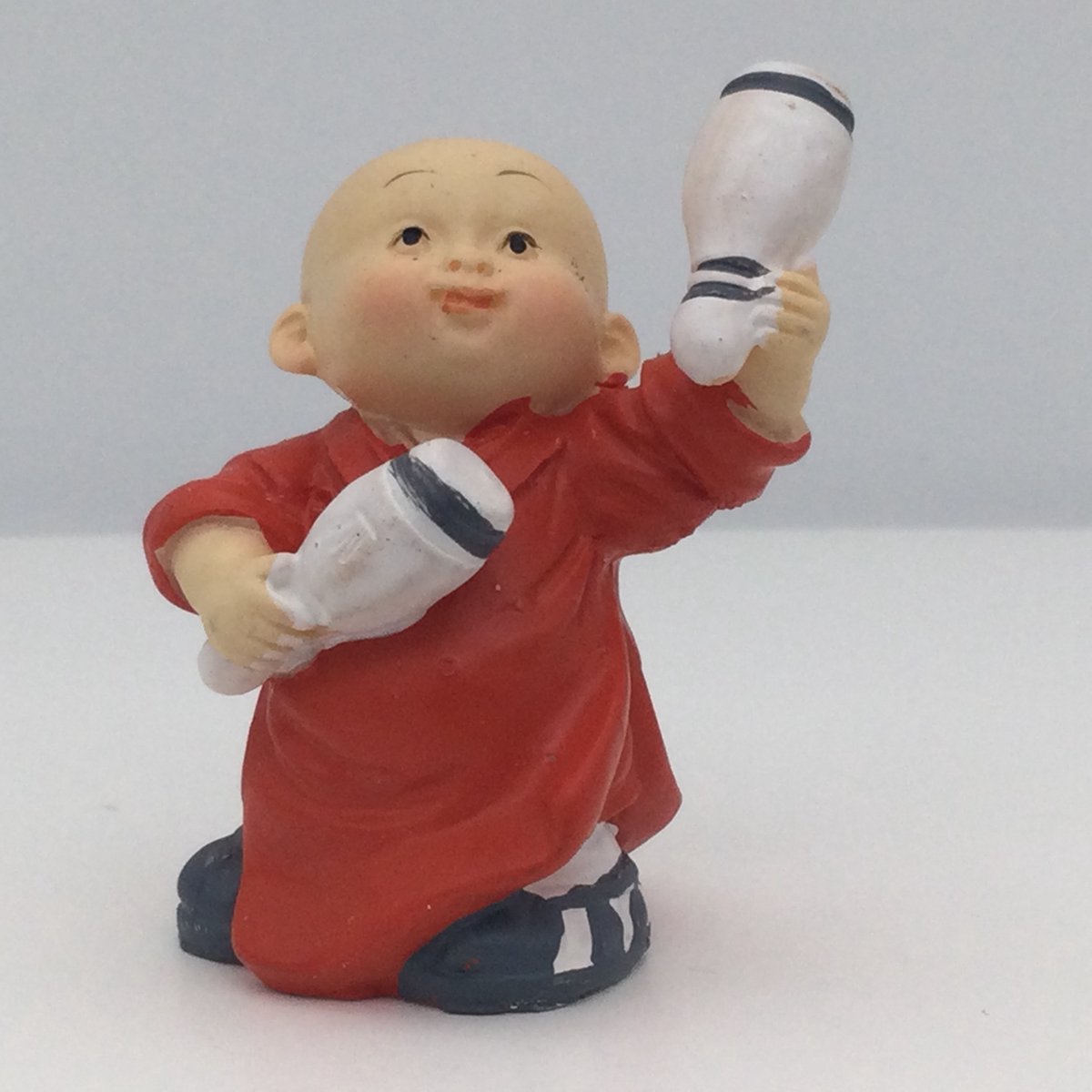 Bowling bowlingmonniken, set van 6 stuks in diverse houdingen, 4 cm hoog van keramiek