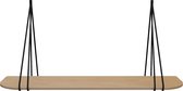 Leren split-plankdragers - Handles and more® - 100% leer - VINTAGE BLACK - set van 2 / excl. plank (leren plankdragers - plankdragers banden - leren plank banden)