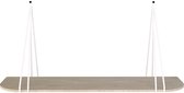 Leren split-plankdragers - Handles and more® - 100% leer - WIT - set van 2 / excl. plank (leren plankdragers - plankdragers banden - leren plank banden)