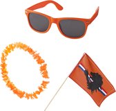 Koningsdag 2022 Oranje Set: Zonnebril & Hawaii Krans | Oranje Accessoires | Willem Alexander | Koningsdag Accessoires | Dames | Heren | Kinderen | Bril