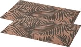 Set van 4x stuks rechthoekige placemats Palm grijs - linnen mix - 45 x 30 cm - Onderleggers