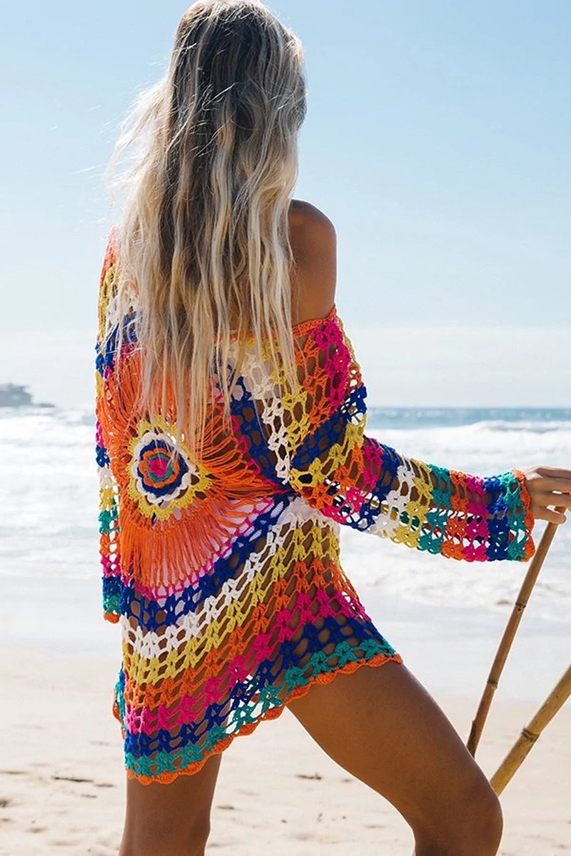 Gehaakt strand jurkje - Bikini cover up - Gypsy - Beach - Boho - Sexy strand jurkje - Zomer trui - Lounge - Ibiza — afbeelding 6