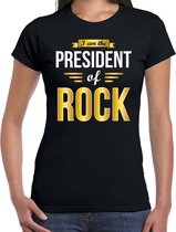 President of Rock feest t-shirt zwart voor dames - party shirt - Cadeau voor een Rock liefhebber L