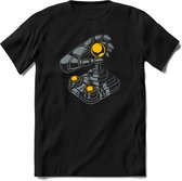 Retro Joystick | Gaming kado T-Shirt heren - dames | Staal-Geel | Perfect game pc cadeau shirt | Grappige console spreuken - zinnen - teksten Maat M