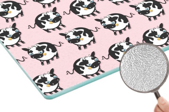 Planche à découper en Verres - 39x28 - Vache - Rose - Motifs - Planches à découper en Glas