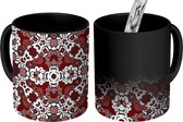 Magische Mok - Foto op Warmte Mokken - Koffiemok - Bloemen - Rood - Patronen - Magic Mok - Beker - 350 ML - Theemok