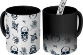 Magische Mok - Foto op Warmte Mokken - Koffiemok - Tieners - Skull - Bloemen - Patronen - Magic Mok - Beker - 350 ML - Theemok