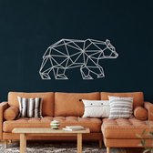 Wanddecoratie | Beer / Bear decor | Metal - Wall Art | Muurdecoratie | Woonkamer |Zilver| 76x38cm