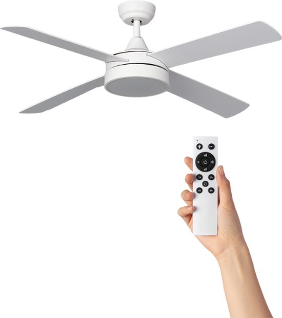 Ventilateur de plafond avec éclairage - Ø132cm- 6 vitesses - Télécommande - Wit