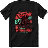 Extreme Downhill | TSK Studio Mountainbike kleding Sport T-Shirt | Roze - Lime | Heren / Dames | Perfect MTB Verjaardag Cadeau Shirt Maat L