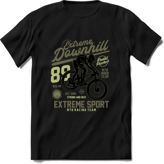Extreme Downhill | TSK Studio Mountainbike kleding Sport T-Shirt | Groen | Heren / Dames | Perfect MTB Verjaardag Cadeau Shirt Maat S