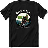 Downhill | TSK Studio Mountainbike kleding Sport T-Shirt | Groen - Oranje | Heren / Dames | Perfect MTB Verjaardag Cadeau Shirt Maat M