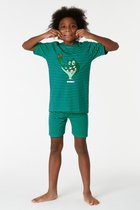 Woody pyjama unisex - marineblauw-groen gestreept - krokodil - 221-1-PLE-Z/921 - maat 104