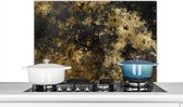 Spatscherm keuken 80x55 cm - Kookplaat achterwand Gold - Zwart - Luxe - Muurbeschermer - Spatwand fornuis - Hoogwaardig aluminium