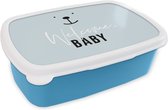 Broodtrommel Blauw - Lunchbox - Brooddoos - Quotes - Spreuken - Baby - Welcome baby - Kids - Kinderen - Jongens - 18x12x6 cm - Kinderen - Jongen