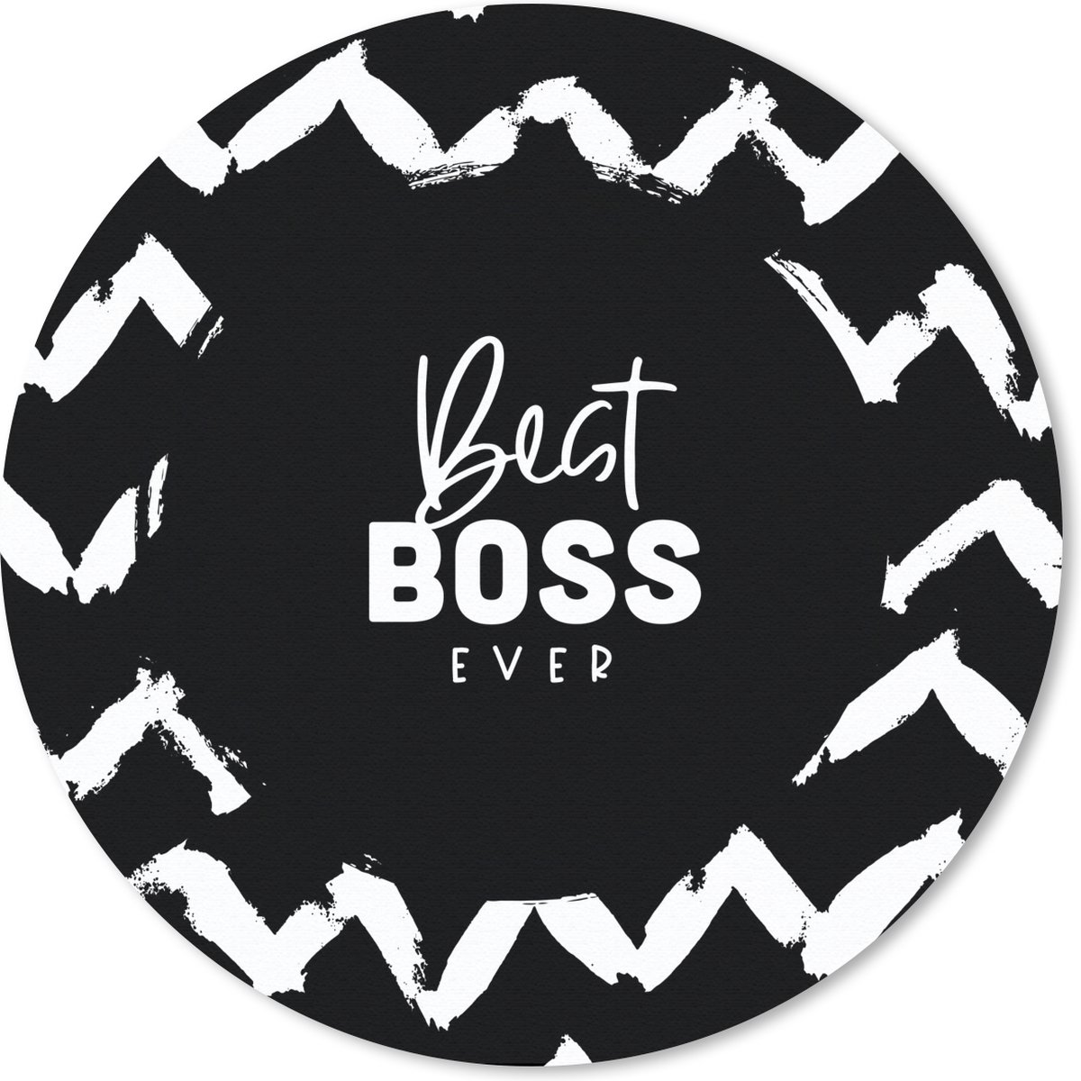 Muismat rond 30x30 cm - Mousepad Spreuken - Quotes - 'Best boss ever' - Lijnen - Ronde muismatten