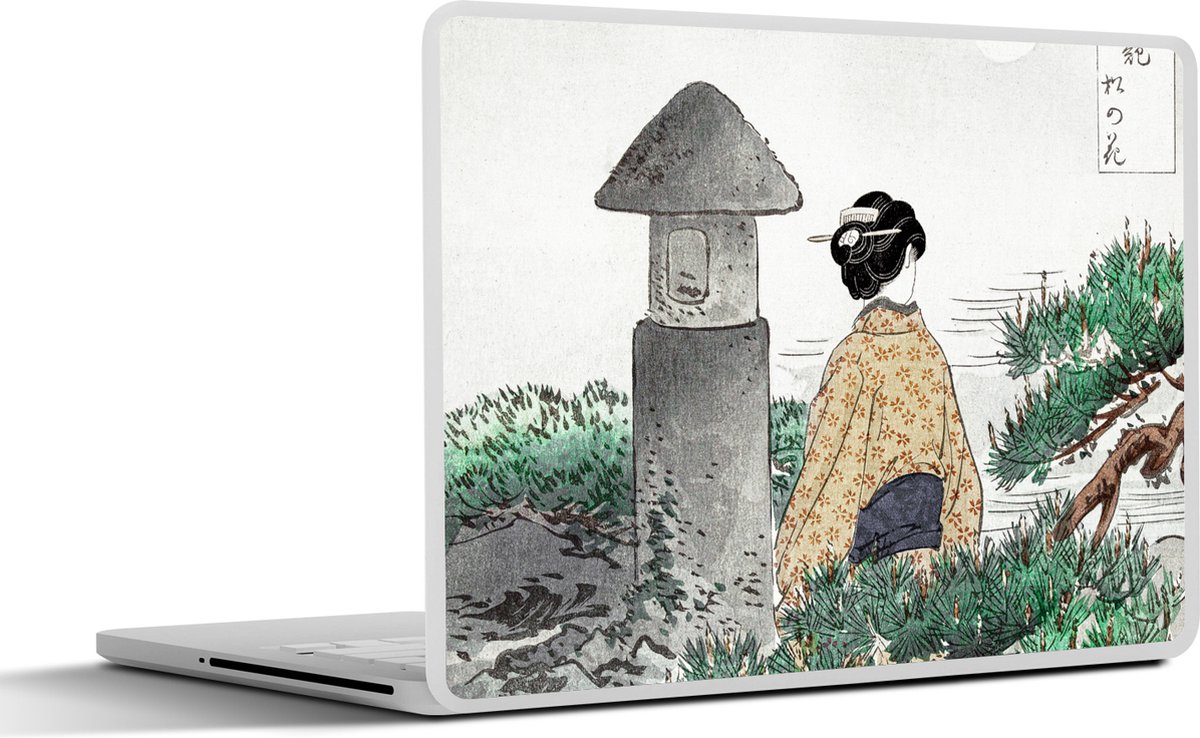 Laptop sticker - 13.3 inch - Vrouw - Japan - Natuur - Kimono - 31x22,5cm - Laptopstickers - Laptop skin - Cover