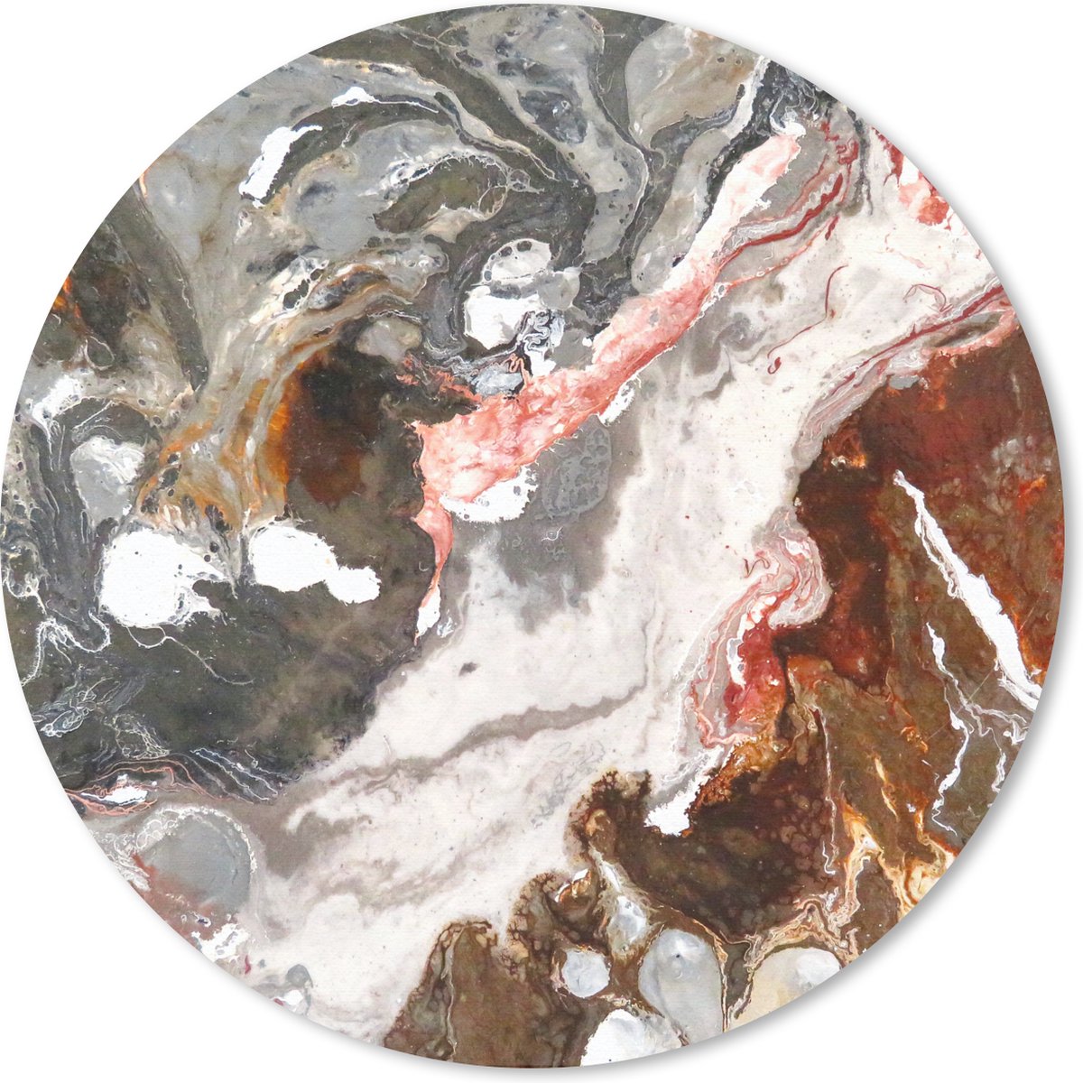 Muismat rond 40x40 cm - Mousepad Keien - Graniet print - Regenboog - Ronde muismatten