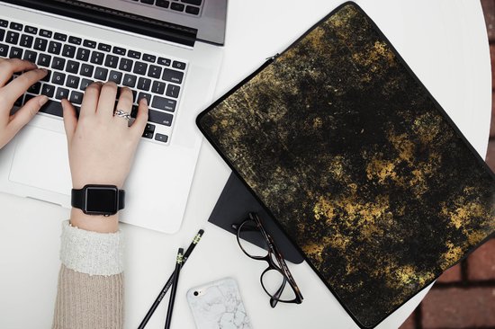 Housse pour ordinateur portable 13 pouces - Or - Zwart - Abstrait - Housse pour ordinateur portable