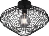 LED Plafondlamp - Plafondverlichting - Nitron Caboli - E27 Fitting - Rond - Mat Zwart - Aluminium