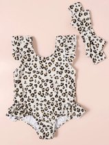 Little koekies - Badpak met haarband meisjes - Leopard print 6-9 maanden