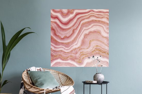 Stickers Stickers muraux - Marbre - Rouge - Doré - 100x100 cm - Feuille adhésive XXL