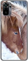 Coque Xiaomi Redmi Note 10 - Paarden - Poulain - Neige - Coque de téléphone en Siliconen