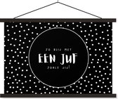 Posterhanger incl. Poster 120x80 cm - Schoolplaat - Quotes - Spreuken - Zo blij met een juf zoals jij! - Juf - Textielposter - Zwarte latten