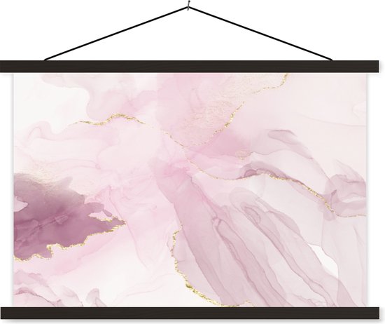 Porte-affiche avec affiche - Affiche scolaire - Marbre - Violet - Or - 150x100 cm - Lattes noires