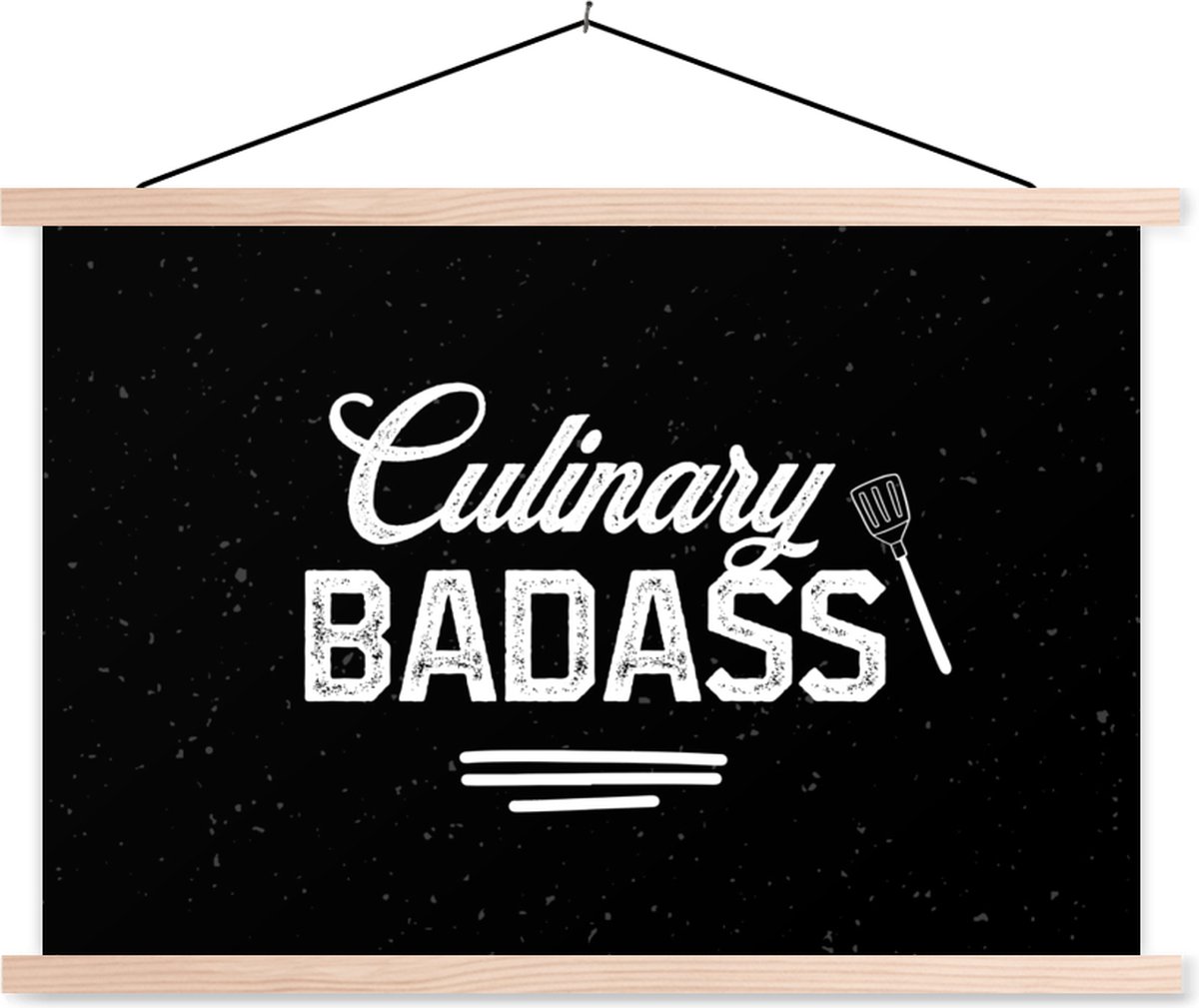 Posterhanger incl. Poster 120x80 cm - Schoolplaat - Quote - Chef - Koken - Frituren - BBQ 