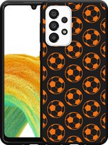 Hoesje Zwart Geschikt voor Samsung Galaxy A33 Orange Soccer Balls