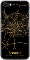 Geschikt voor iPhone 7 hoesje - Londen - Kaart - Gold - Siliconen Telefoonhoesje