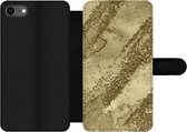 Bookcase Geschikt voor iPhone 7 telefoonhoesje - Glitter - Goud - Abstract - Met vakjes - Wallet case met magneetsluiting