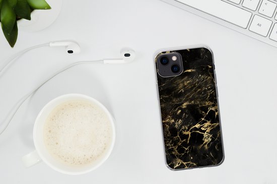 Coque iPhone 13 mini - Zwart - Or - Peinture - Coque en Siliconen