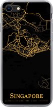 Geschikt voor iPhone SE 2020 hoesje - Singapore - Kaart - Goud - Siliconen Telefoonhoesje